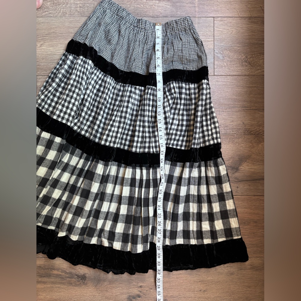 Vintage Lucia Lukken Broom Skirt Gingham Prarie Western Cottagecore Black Small - Picture 8 of 9
